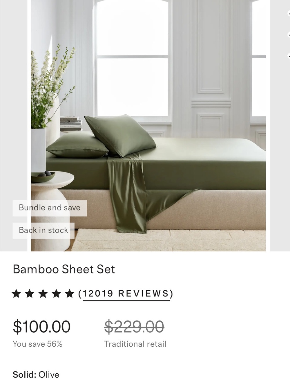 Quince Olive Bamboo Sheet Set — Soft Olive Green Bedding
